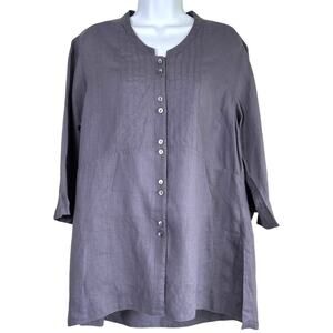 Poetry Womens Dusty Purple Ramie Tunic Size‎ UK 14 US 10 Lagenlook Minimalist